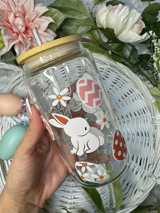 Adorable Bunny 16oz Glass Cup